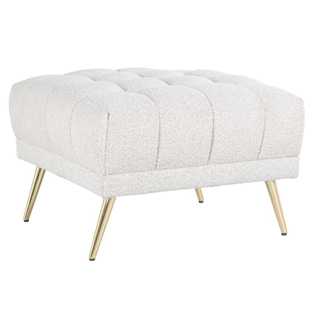 Poef & Voetenbank Huxley white bouclé