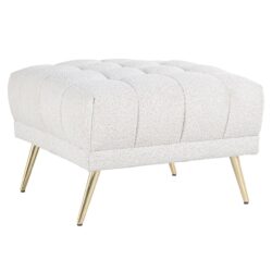 Poef & Voetenbank Huxley white bouclé