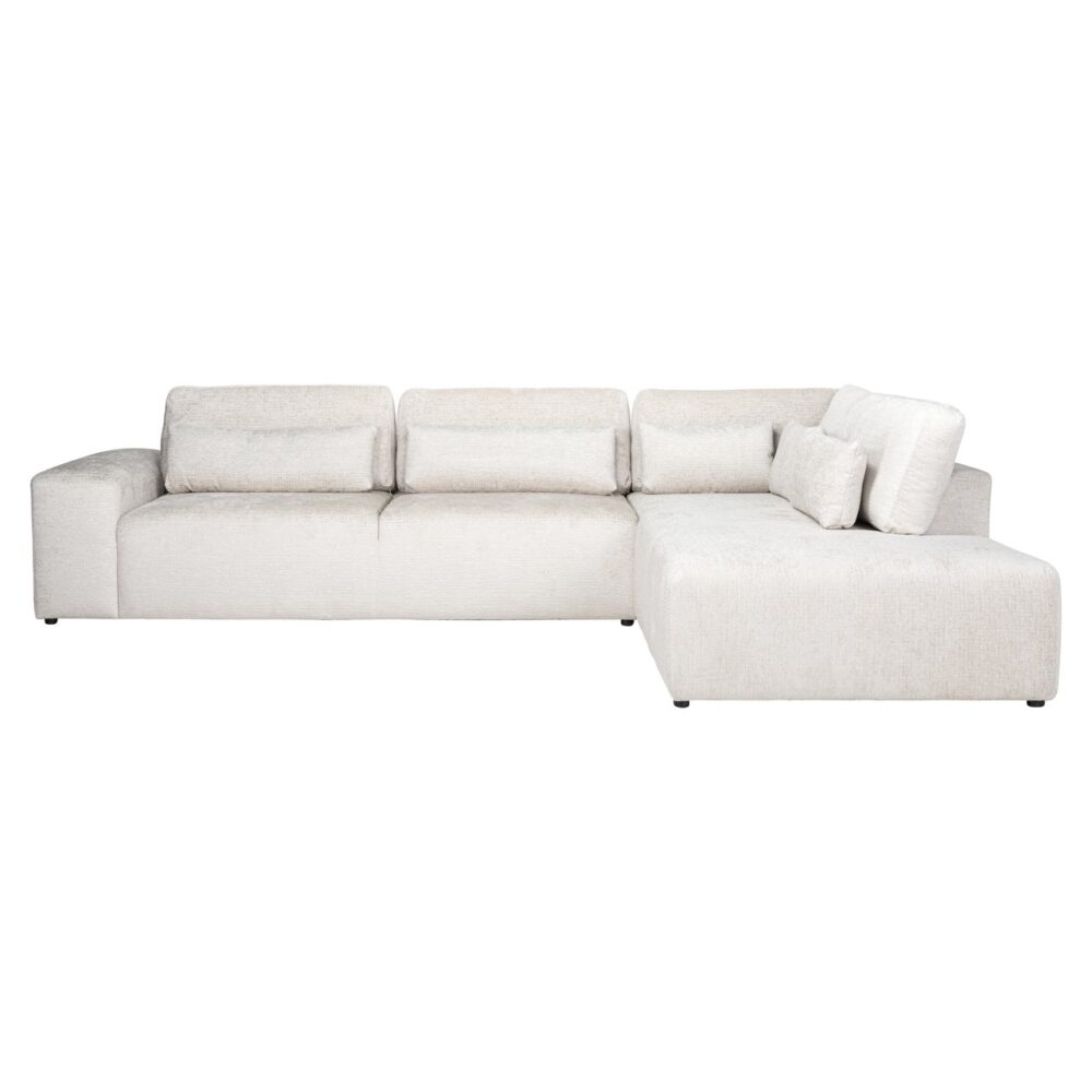 Bank Lund cream fusion 3-seater + ottoman right