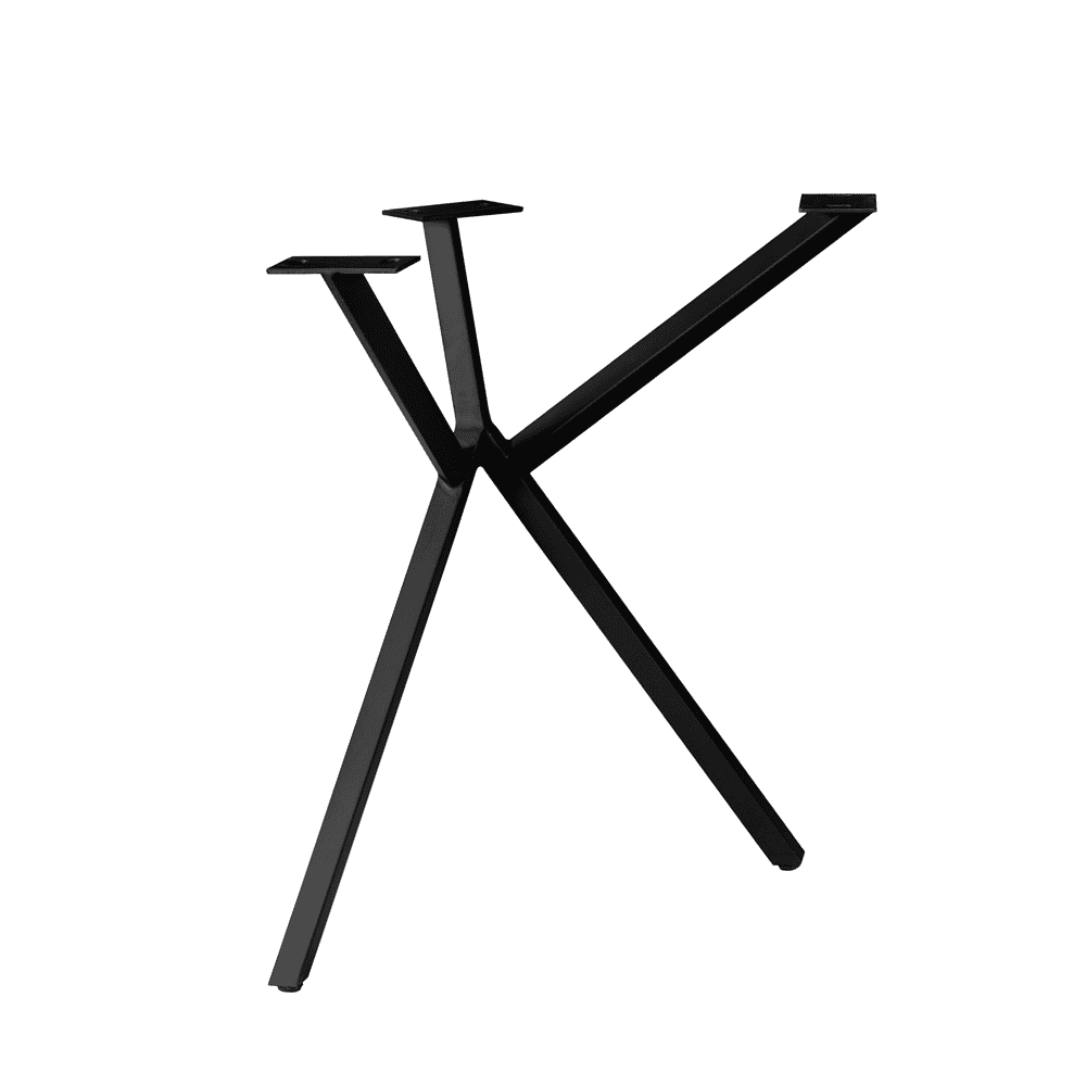 STF-0002-1 Strak zwart stalen tafelonderstel van Mokana Meubelen, geschikt voor maatwerk tafels en werkplekken. Modern design met stevige constructie voor duurzame gebruiksgemak.