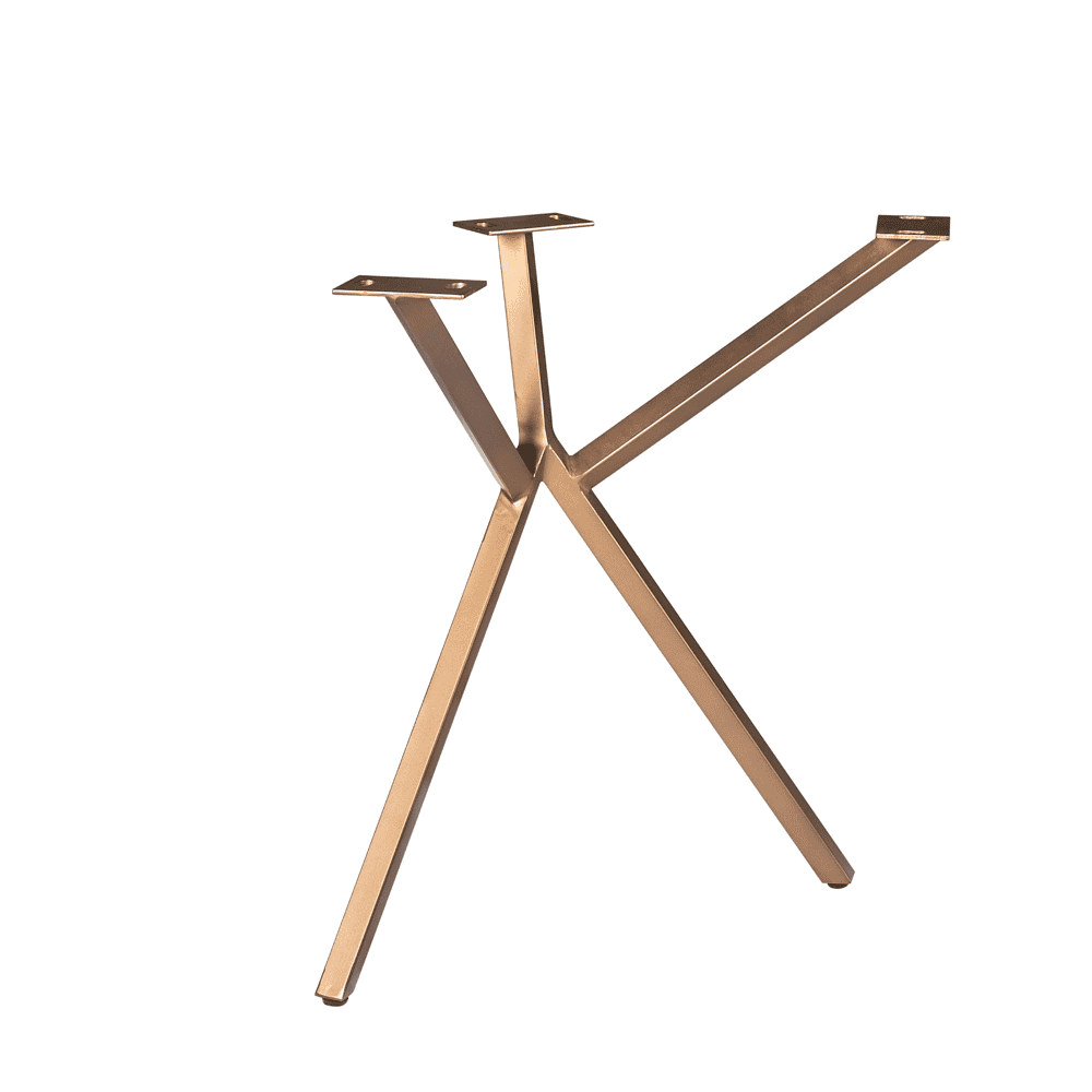 STF-0003-1 - Strakke metalen tafelonderstel in een goudkleurige afwerking, geschikt voor industrieel en modern interieur.