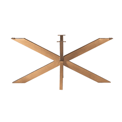 Zet tafel onderstel van Mokana Meubelen met een modern en stijlvol design, gemaakt van hoogwaardig metaal in een elegante goudkleur. Perfect voor maatwerk eettafels en vergadertafels.