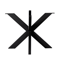 X-vormige metalen tafelonderstel, modern design voor op maat gemaakte eettafels en werktafels, zwart afgewerkt, stevig en duurzaam meubelonderdeel.