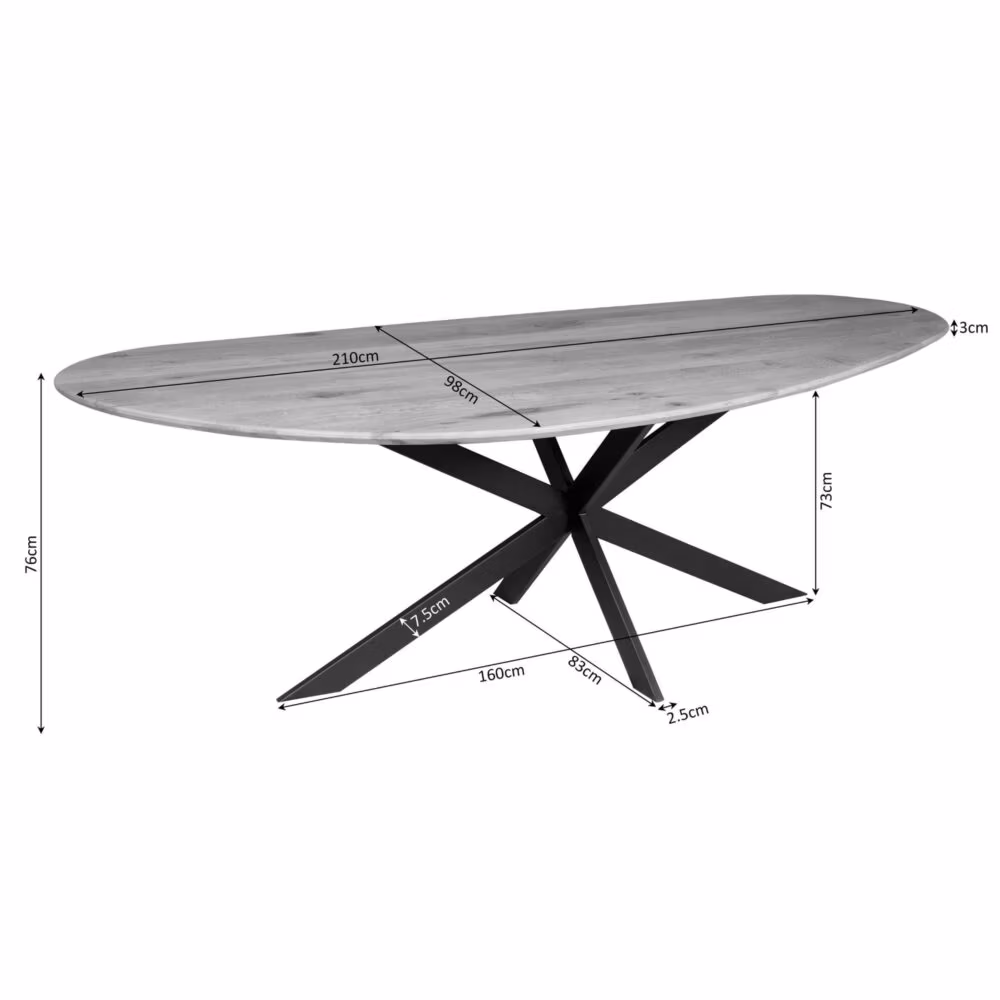 Eettafel Cloud | 210 cm | Eiken | Brown