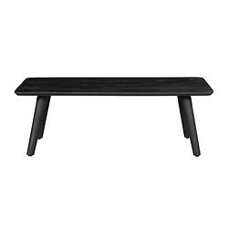 Rustieke zwart houten eettafel met modern design en stevige poten, perfect voor een stijlvolle eetkamer.