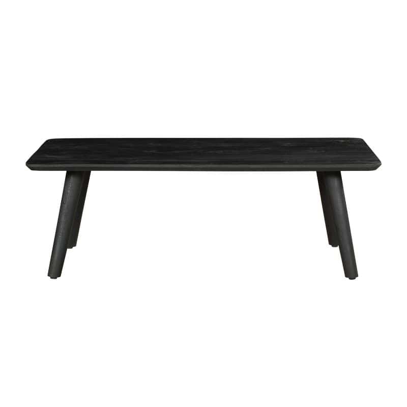 Rustieke zwart houten eettafel met modern design en stevige poten, perfect voor een stijlvolle eetkamer.