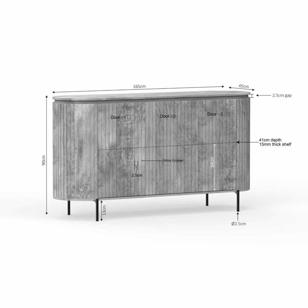 Dressoir Solana | 165 cm | Taupe