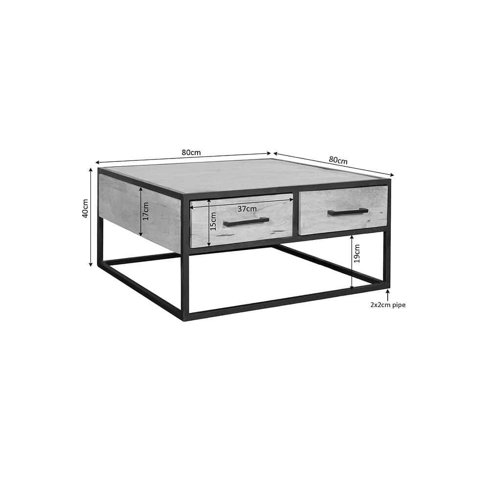 Kleinkast met industriële stijl, massief eikenhouten bovenblad en zwart metalen frame, ruime opbergruimte, perfecte aanvulling voor moderne woonkamers.