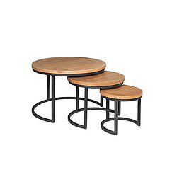 Grote houten bijzettafels met zwart metalen frames, modern interieur, multifunctioneel, design accessoire.