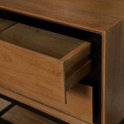 Eiken houten kast met lade, modern en strak design, geschikt voor woon- en slaapkamer, hoogwaardige ambachtelijke meubelkeuze.