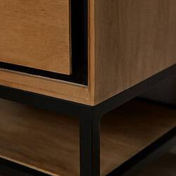 Houten meubeldeel met industrieel zwart metalen frame, accentueert modern design en vakmanschap. Perfect voor een stijlvolle en duurzame inrichting.