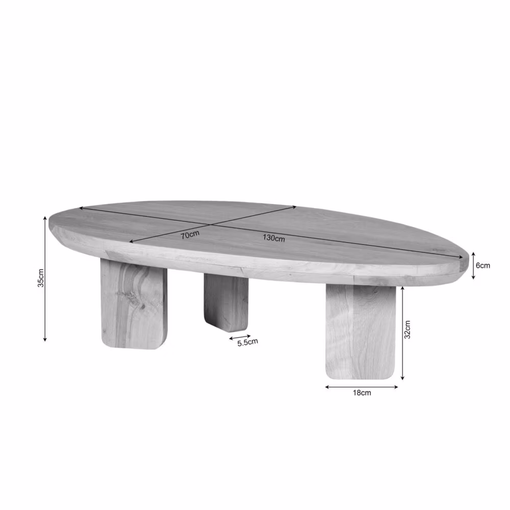 Salontafel Zillah | 130 cm | Naturel Eiken