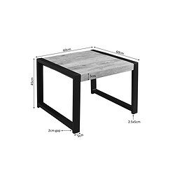 - 60x60cm bijzettafel met industrieel ontwerp, zwart metalen frame en houten blad, modern en stevig.