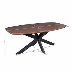 Grote industriële eettafel met donker houten blad en zwart metalen onderstel, stijlvolle en duurzame meubeloptie voor moderne eetkamers.
