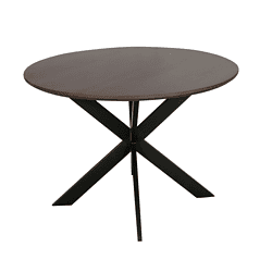 Modern houten eettafel met zwart metalen onderstel, design meubel door Mokana Meubelen.