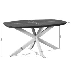 Eettafel Madison Brown | 160 cm | Deens Ovaal | Poot Black