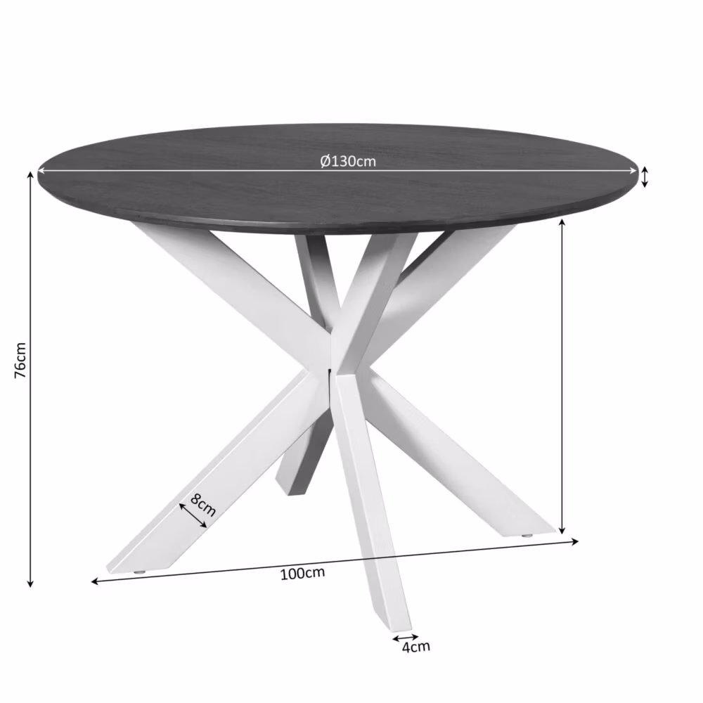 Eettafel Madison Brown | 130 cm | Poot Black