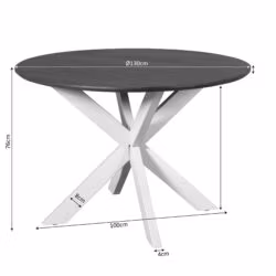 Eettafel Madison Brown | 130 cm | Poot Black