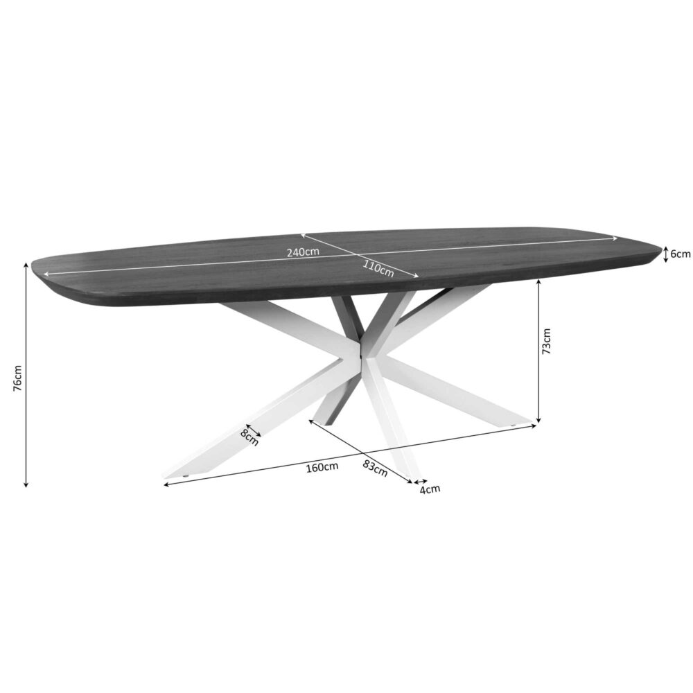 Eettafel Madison Naturel | 240 cm | Deens ovaal
