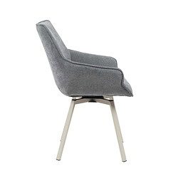 Comfortabele designstoel van Mokana Meubelen met grijze bekleding en stevige witte poten, perfecta voor moderne woon- en kantoorinterieurs.