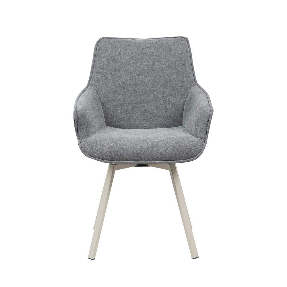 Comfortabele moderne grijze lounge stoel met houten poten, perfect voor een stijlvolle en gezellige woonkamer of kantoorinrichting.