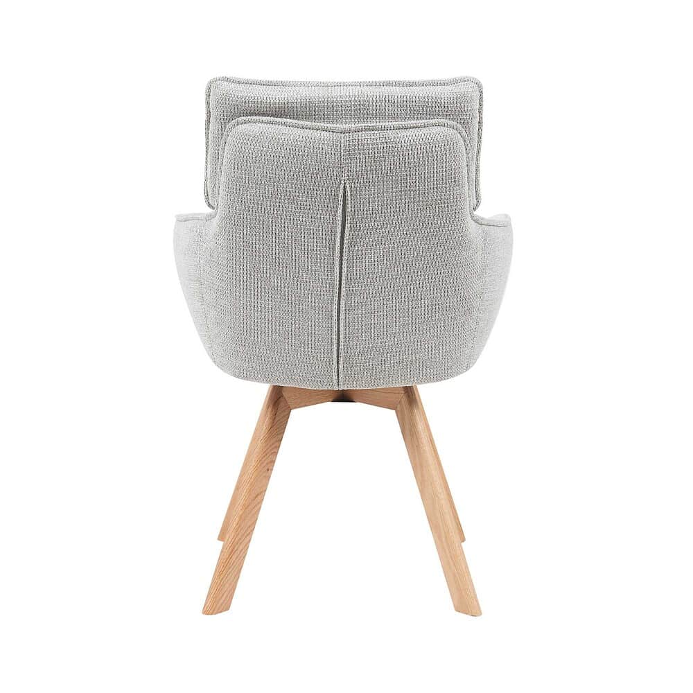 1904-0013 - Moderne eetkamerstoel met lichte stoffen bekleding en natuurlijke houten poten, perfect voor een eigentijdse interieurstijl bij Mokana Meubelen.