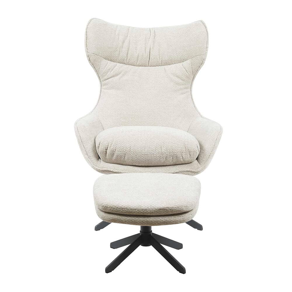 Lounge fauteuil met ottomaan, comfortabel design en moderne uitstraling, perfect voor woonkamer en thuiskantoor.