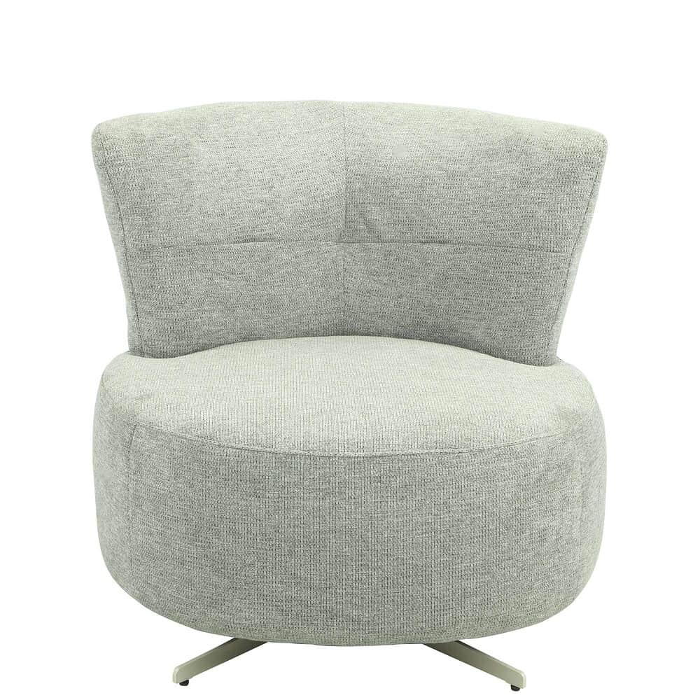 Lichtgrijze moderne lounge fauteuil met zachte bekleding en comfortabele zitpositie, perfect voor luxe interieur en relaxed ontspannen.