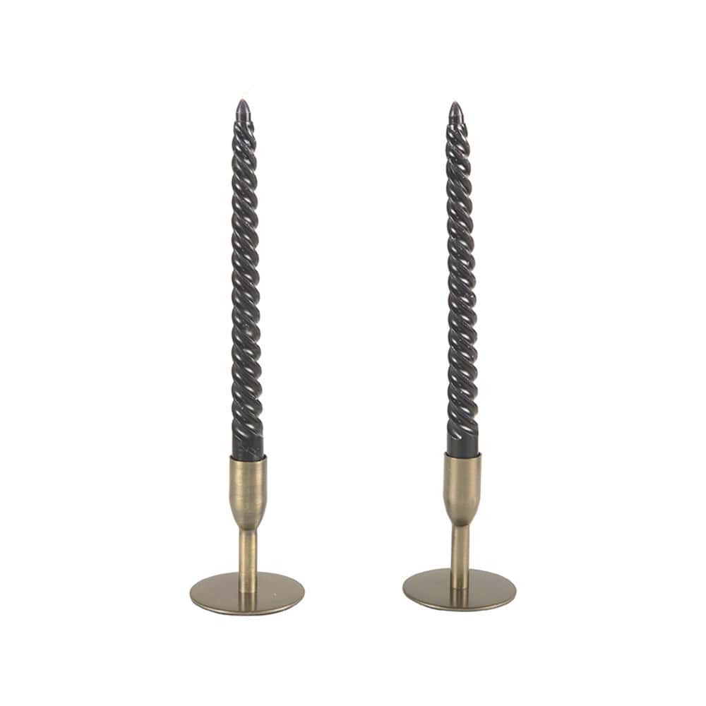 Elegante kaarsenstandaards in zwart en goud, modern ontwerp, ideaal voor sfeervolle interieurdecoratie, verkrijgbaar bij Mokana Meubelen.