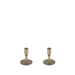 Gouden kaarsenhouder set met stevige basis, modern design, perfect voor sfeervolle interieurdecoratie. Handgemaakt van hoogwaardige materialen, tijdloos en elegant.