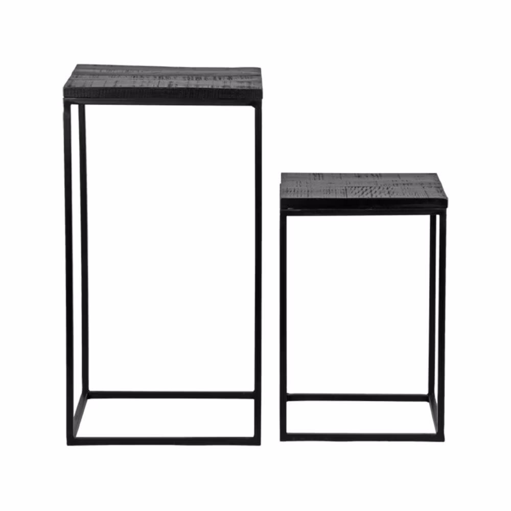 LABEL51 Bijzettafel Vintage - Zwart - Mangohout - One Size