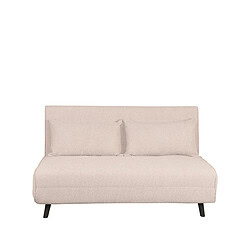 Lichte stoffen bank met ingebouwde kussens en houten pootjes, modern design en comfort, perfect voor woonkamer of kantoor.