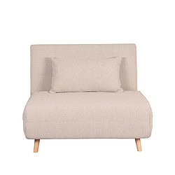 Knusse beige zetel met armleuning en comfortabele kussens, perfect voor modern interieur. Gemaakt door Mokana Meubelen, combineert stijl en comfort in een Scandinavisch design.