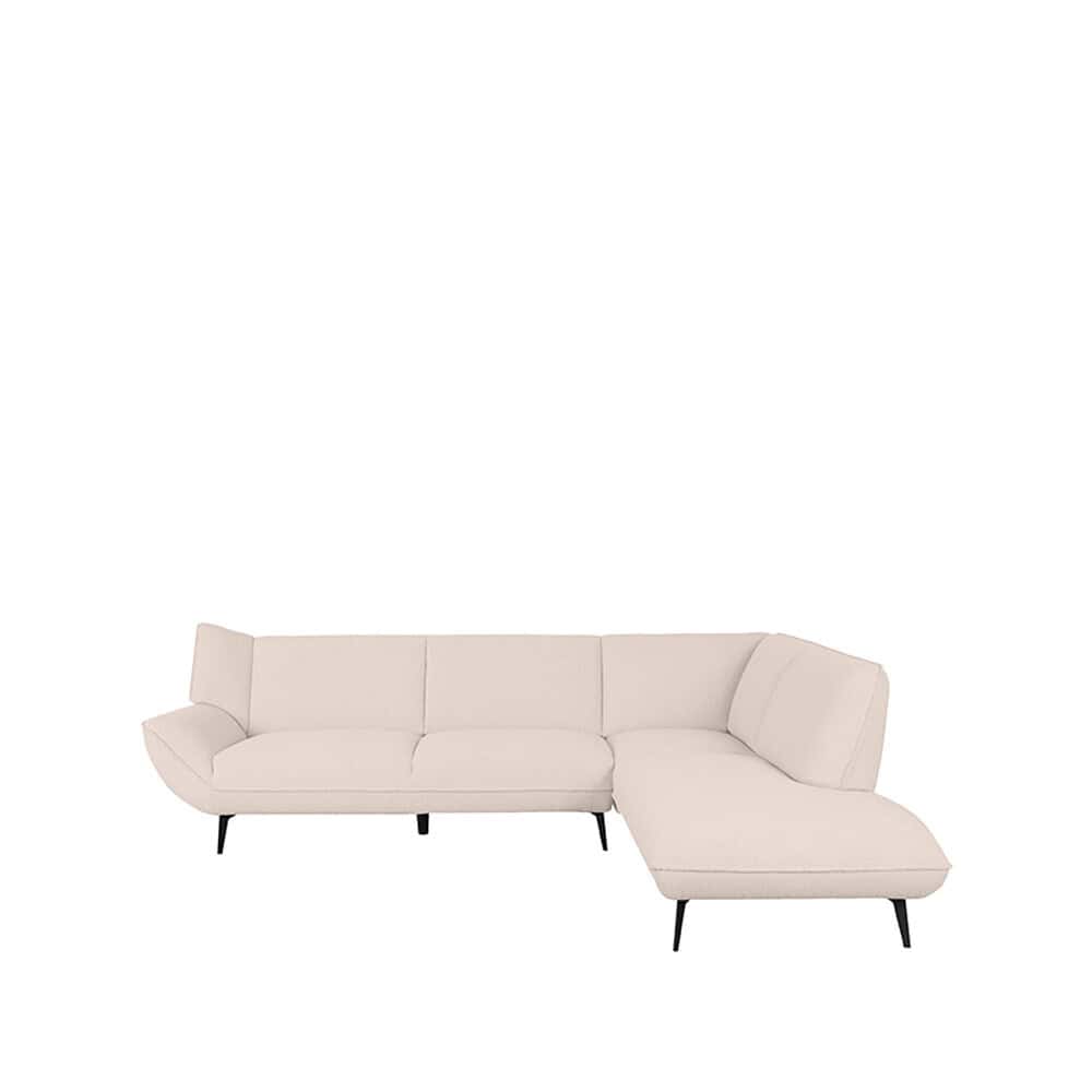 Leren bank met chaise longue, modern en comfortabel design, hoogwaardige afwerking en stijlvolle uitstraling. Perfect voor een eigentijds woonkamer en woonkamermeubels van Mokana Meubelen.