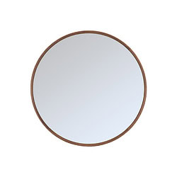 Elegant rond spiegel met houten frame, perfect voor modern en natuurlijk interieurdesign.