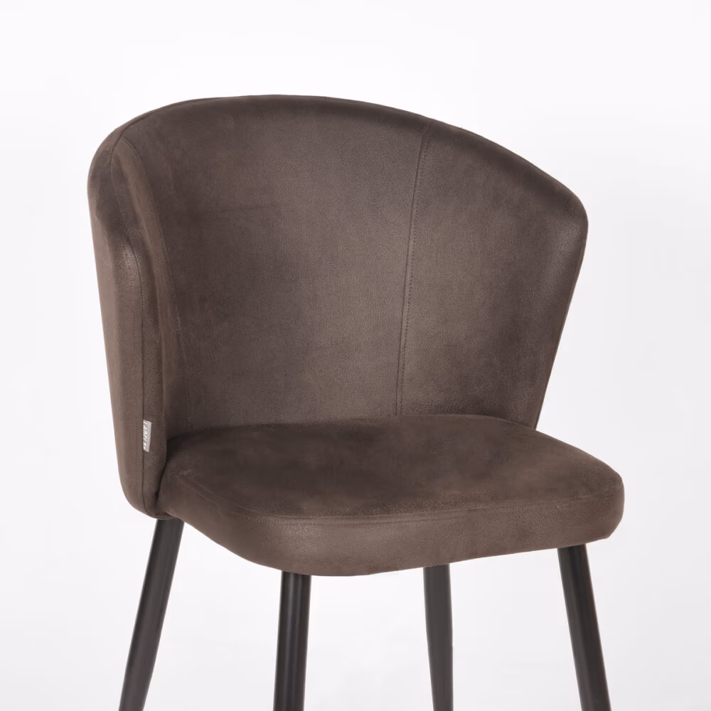 LABEL51 Eetkamerstoel Wave - Antraciet - Microfiber - Black Frame