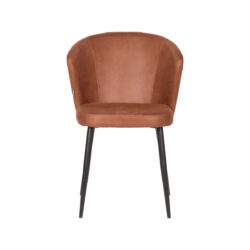 LABEL51 Eetkamerstoel Wave - Cognac - Microfiber - Black Frame