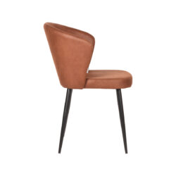 LABEL51 Eetkamerstoel Wave - Cognac - Microfiber - Black Frame