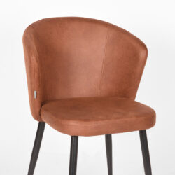 LABEL51 Eetkamerstoel Wave - Cognac - Microfiber - Black Frame