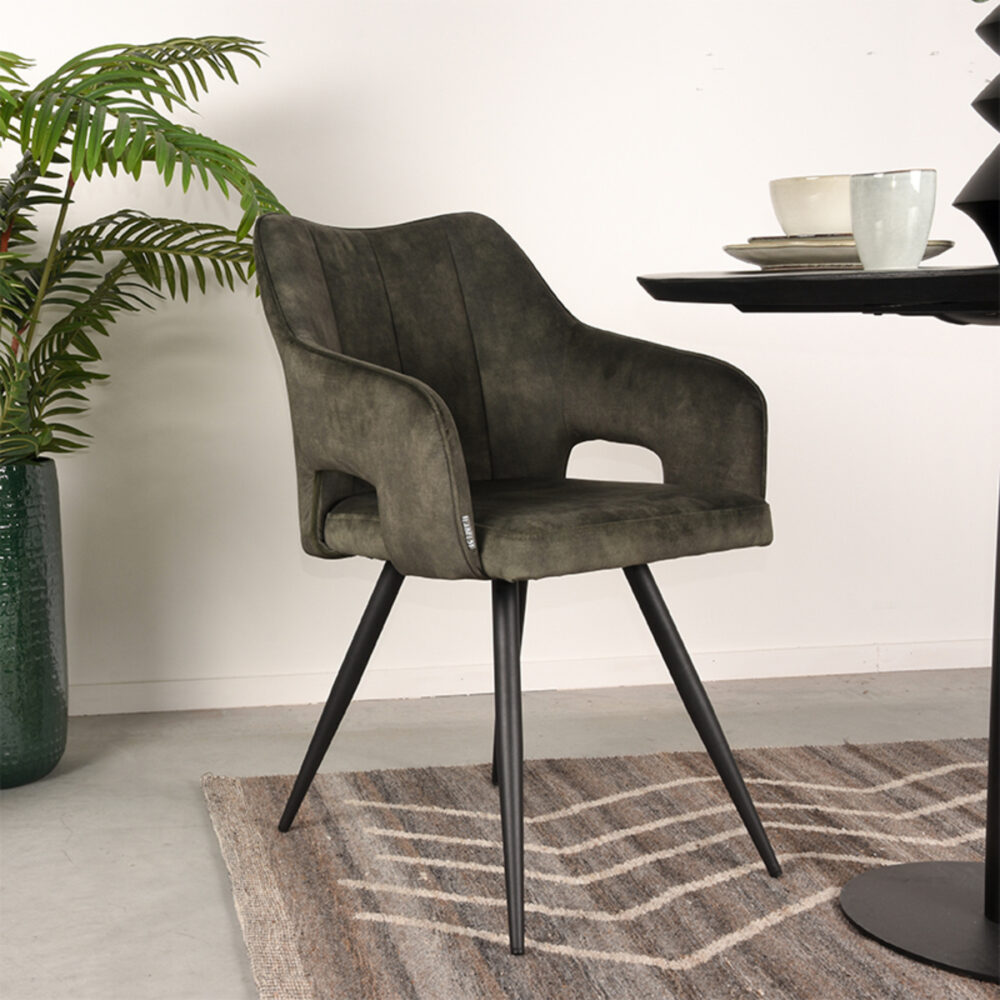 LABEL51 Eetkamerstoel Noud - Hunter - Velours - Black Frame