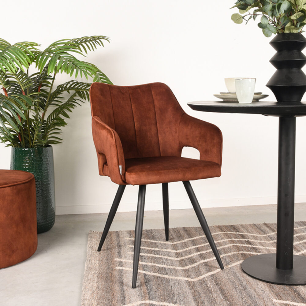 LABEL51 Eetkamerstoel Noud - Rust - Velours - Black Frame