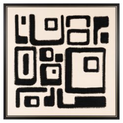 Design muurkunst met abstracte geometrische vormen in zwart en wit, ideaal voor moderne interieurs en als eyecatcher op elke muur.
