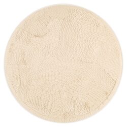 Elegant ronde rattan poef met verfijnd geweven patroon, perfect als decoratief meubelstuk en extra zitplaats in huiskamers.