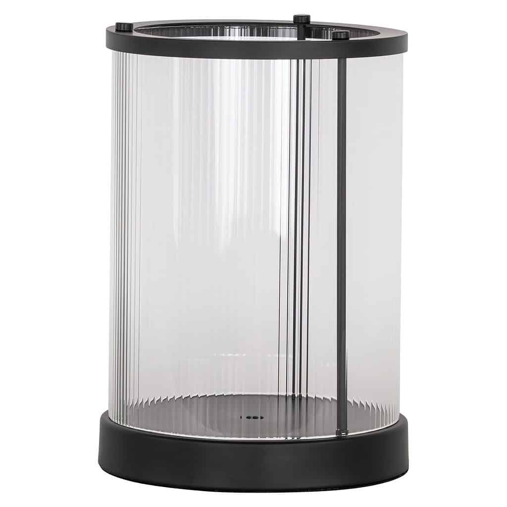 Hoogwaardige ronde douchecabine met zwart frame en doorzichtig vlechtglas, modern badkamerelement, duurzame en stijlvolle afwerking voor luxe badkamerdesign.