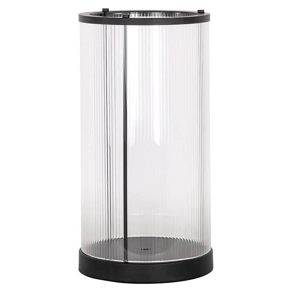 Glazen draaideur wasmachine kast met zwart frame en zijkant, modern design voor in de wasruimte of keuken.