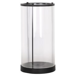 Glazen draaideur wasmachine kast met zwart frame en zijkant, modern design voor in de wasruimte of keuken.