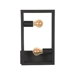 Geverfde metalen tafellamp met twee zichtbaar vintage gloeilampen, modern industrieel design, zwart frame, perfecte decoratie voor woonkamer of kantoor.