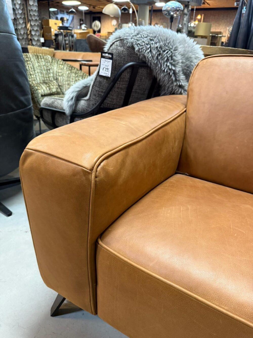 Luik 4 zits vintage leder cognac