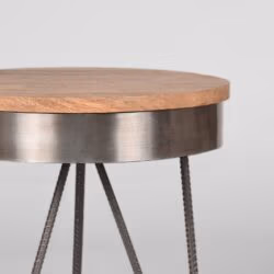 LABEL51 Bijzettafel Saran - Grijs - Mangohout - 44 cm - Rond