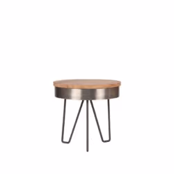 LABEL51 Bijzettafel Saran - Grijs - Mangohout - 44 cm - Rond